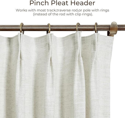 TWOPAGES 52 W x 102 L inch Pinch Pleat Darkening Drape Faux Linen Curtain - Image 3