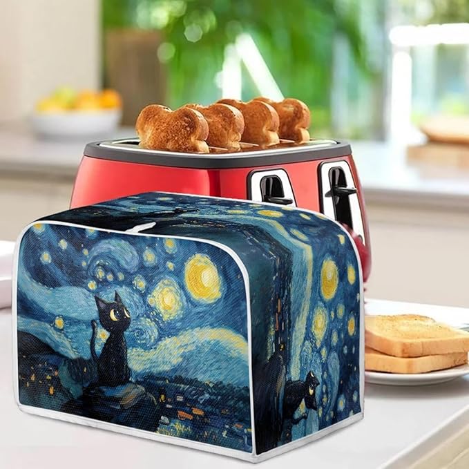 Black Cat Galaxy Toaster Cover 2 Slice Oven Cover Dustproof Kitchen Small - Image 3