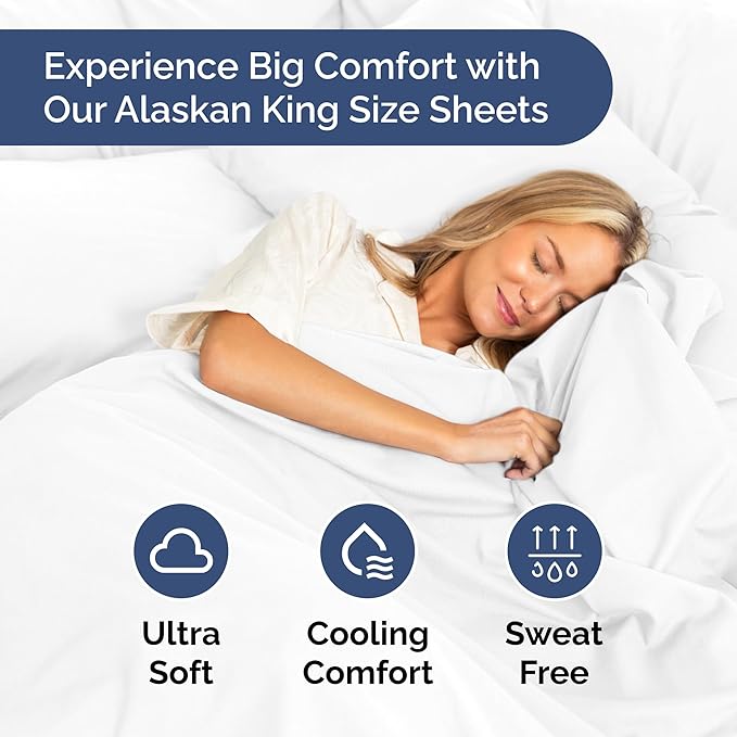 Alaskan King Sheets 108 x 108 – 4 Piece Luxury Alaskan King Sheet Set – Fits - Image 4