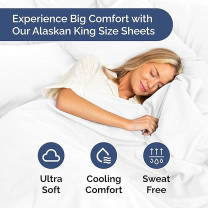 Alaskan King Sheets 108 x 108 – 4 Piece Luxury Alaskan King Sheet Set – Fits - Image 4