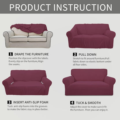 easy-going stretch oversized sofa couch slipcover washable ash, front angle view