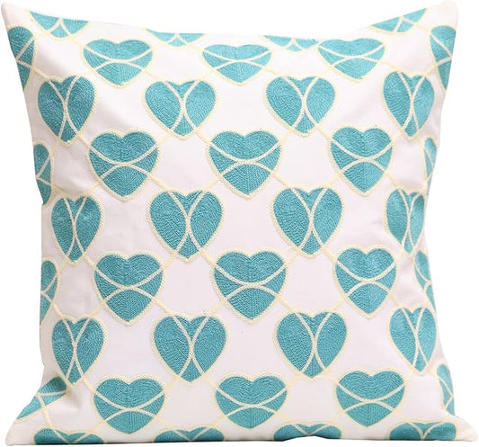 1 PCS Embroidered Throw Pillow Cover Home Decoration Cotton Decorative Square by UnionKK