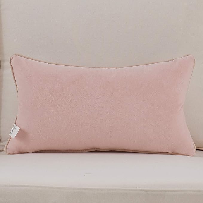 Avigers 12 x 20 Inch Pink Gold Leather Striped Lines Velvet Cushion Case Luxury - Image 2