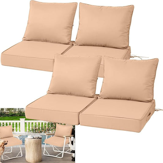 Waterproof Outdoor Chair Cushion Set of 4, Outdoor Cushions by Vulacko