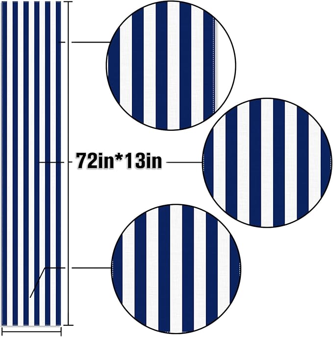 Navy Blue and White Striped Table Runner Nautical Theme Birthday Party - Image 5