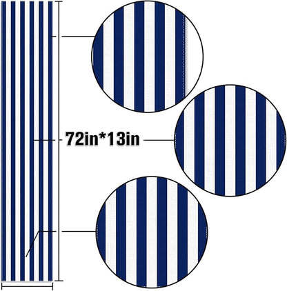 Navy Blue and White Striped Table Runner Nautical Theme Birthday Party - Image 5