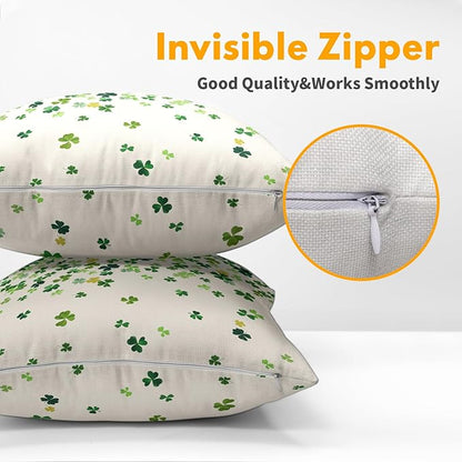 St. Patrick's Day Pillowcase 16x16 Inch 2 Pack Shamrocks Lucky Clover Throw - Image 3