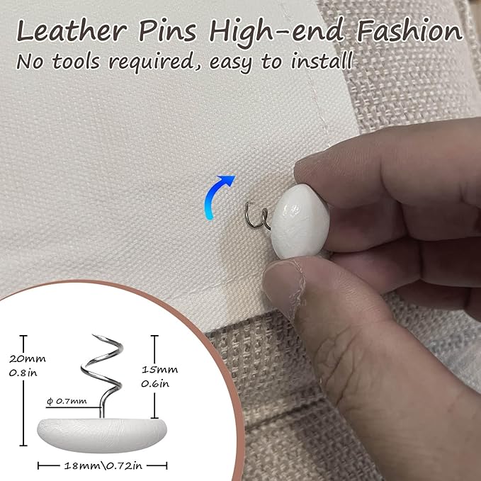 Leather Upholstery Twist Pins for Bed Skirts – 12 Pack Fabric Holders and Tacks - Image 2