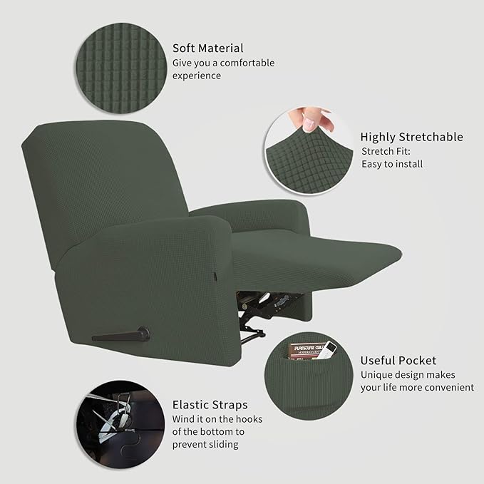 Easy-Going Recliner Stretch Sofa Slipcover Sofa Cover 4-Pieces Furniture - Image 3