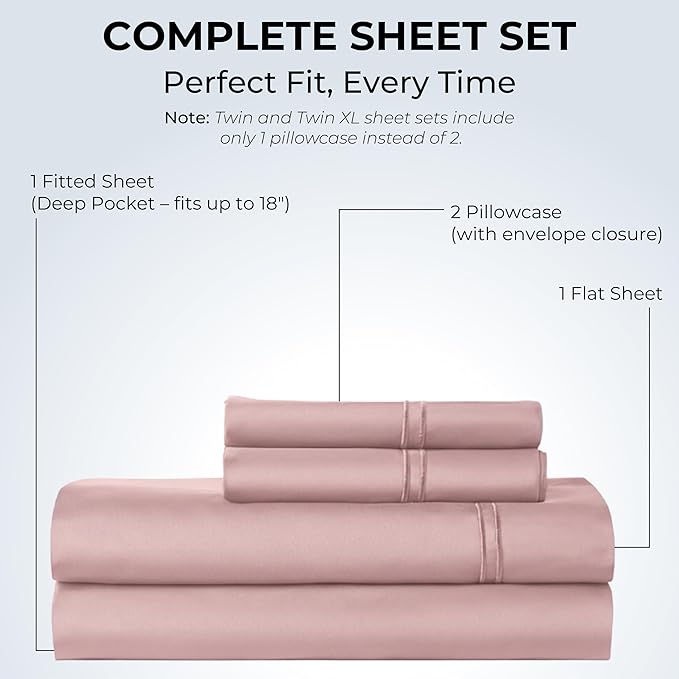 100% Natural Cotton Bed Sheets | 500 TC Single-Ply Sateen Weave Full Size - Image 3