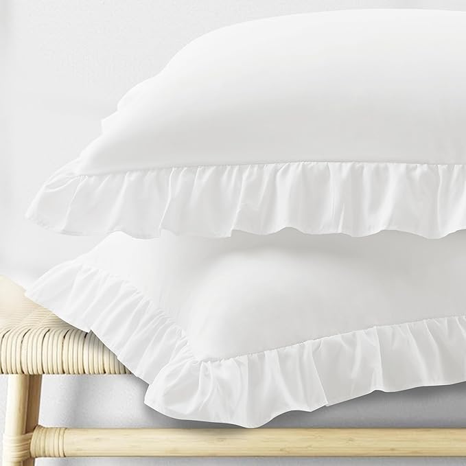 KKJIAF Ruffle Pillow Cases King Size Set of 2, Ruffled Pillow Covers by KKJIAF