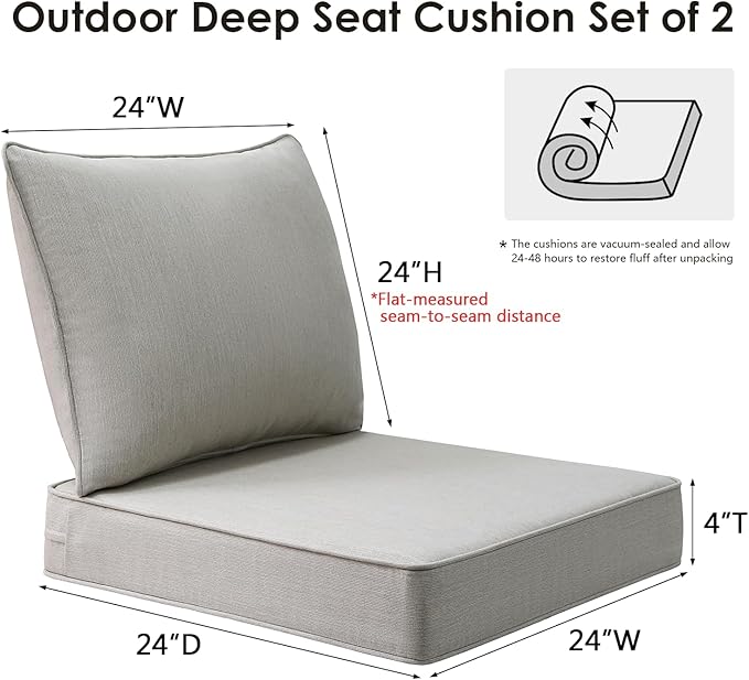 Sunbrella Outdoor Chair Cushions Set, Water-Repellent, Fade Resistant, Deep - Image 6
