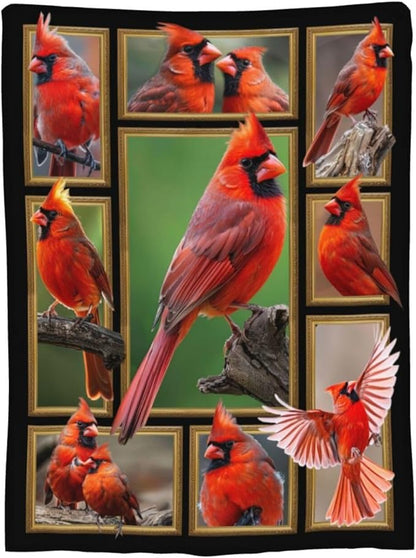 Cardinal Blanket Winter Christmas Bird Throw Blanket Flannel Stuff Merch Cozy - Image 8