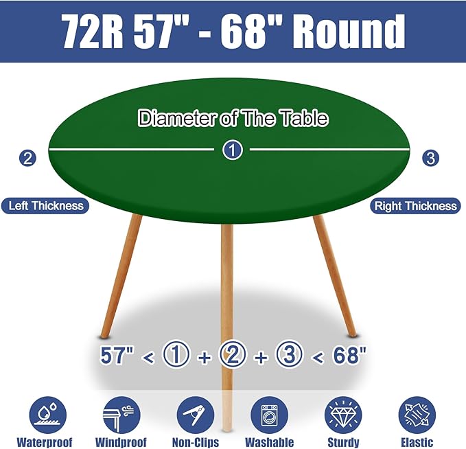 Round Spandex Tablecloth, Elastic Fitted Waterproof Tablecloths - Image 8