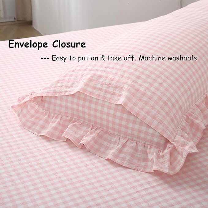 Blush White Plaid Body Pillow Cover - Image 5