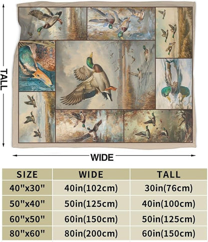 Wild Duck Blanket Mallard Ducks Throw Blanket Wildlife Flannel Stuff Merch Cozy - Image 3