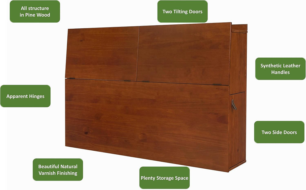 memomad Bali Storage Headboard Freestanding, Full Size, Caramel Brown