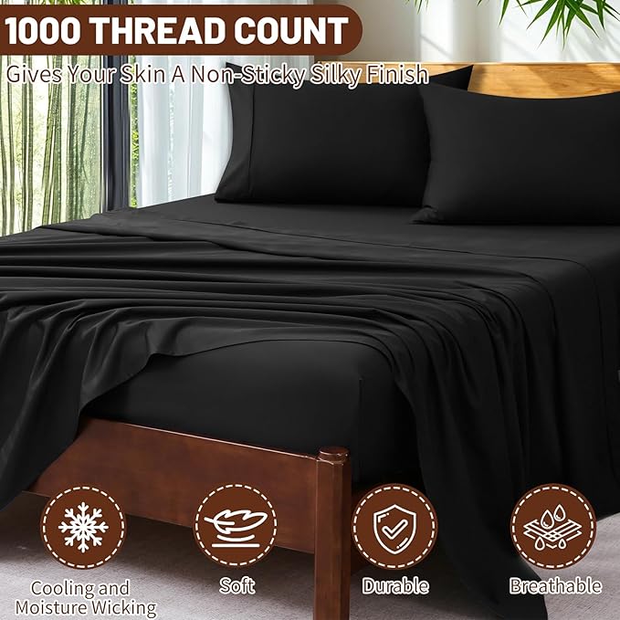 Extra Deep Pocket Queen Sheets 18-24 Inch 1000 Thread Count 100% Egyptian - Image 3