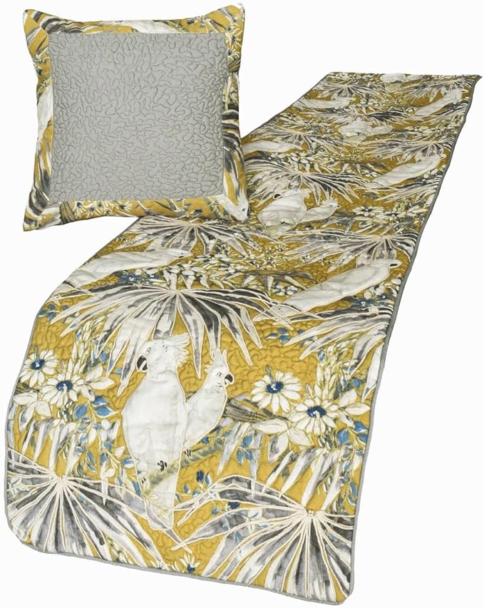 The HomeCentric King/Queen/Twin Grey & Yellow Decorative Queen 74"x18" Bed by TheHomeCentric