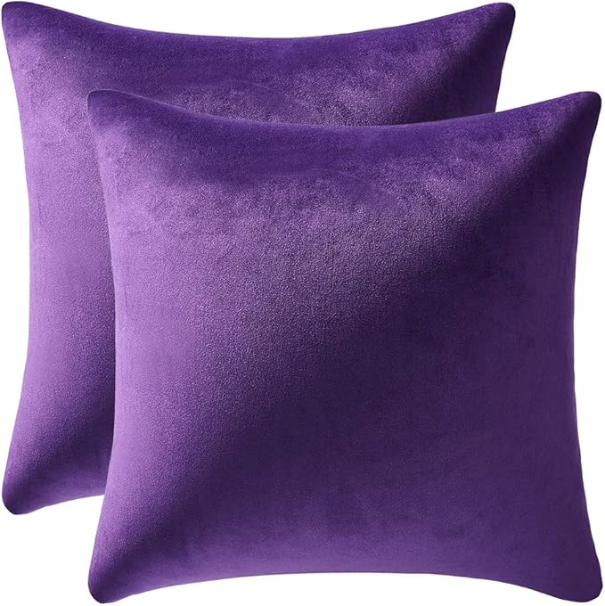 26x26 Euro Pillow Covers : 2 Pack Cozy Soft Velvet Oversized Couch Pillow Shams by DEZENE