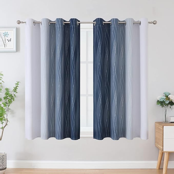 Estelar Textiler Full Room Darkening Greyish White and Navy Blue Blackout - Image 2