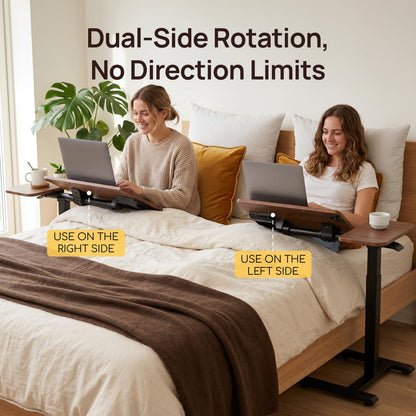 28" overbed table with wheels,dual-tiltable hospital medical over on a desk or shelf