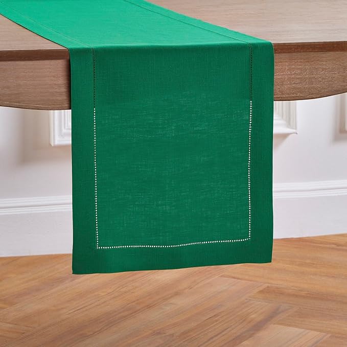 Solino Home Linen Hemstitch Table Runner 120 Inches Long - Image 2