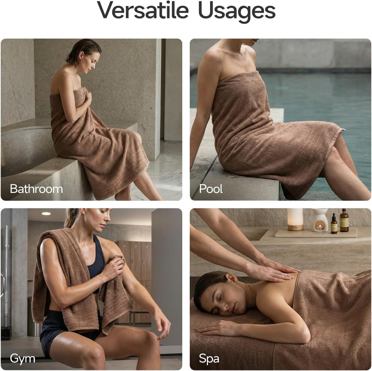 redkiss luxury bath towels set of 4, 35x70, front angle view
