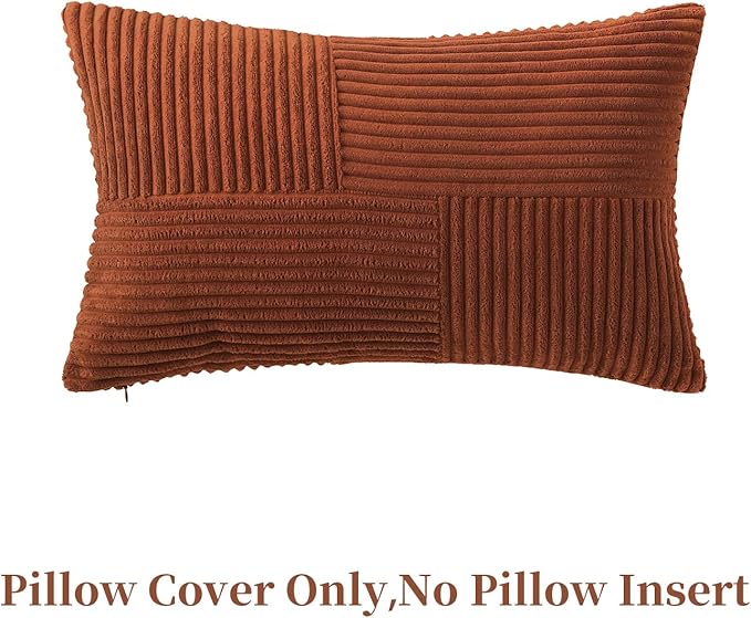 Rust Lumbar Throw Pillow Covers 12x24 inch, Farmhouse Fall Home Decor, Boho - Image 3