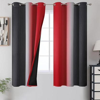 Estelar Textiler Ombre Red and Black Curtains 63 Inch Length 2 Panels, 100% by ESTELARTEXTILER