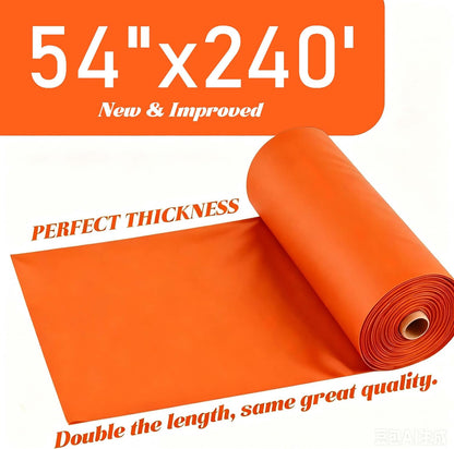 Disposable Orange Plastic Table Cover Roll 54in X 240ft - Heavy Duty Waterproof Tablecloth with Easy Slide Cutter for Halloween, Parties & Outdoor Celebrations