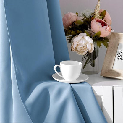 HOMEIDEAS Blackout Curtains 52 X 96 Inch Long Set of 2 Panels Baby Blue Room - Image 7