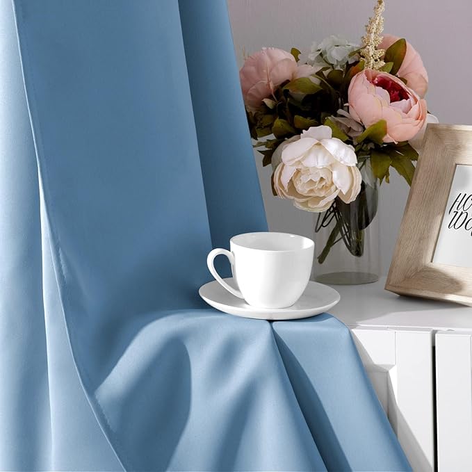 HOMEIDEAS Blackout Curtains for Bedroom 52 X 63 Inch 2 Panels Baby Blue Room - Image 7