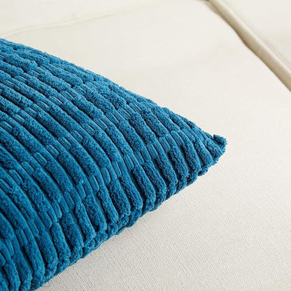 Fancy Homi 4 Packs Teal Big Decorative Throw Pillow Covers 24x24 Inch - Image 4