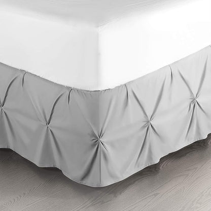 Nestl Light Grey Bed Skirt Full Size, Pinch Pleat Full Bed Skirt, Hotel Quality by Nestl