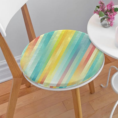 Rainbow Stripes Round Chair Cushions by Shoblo