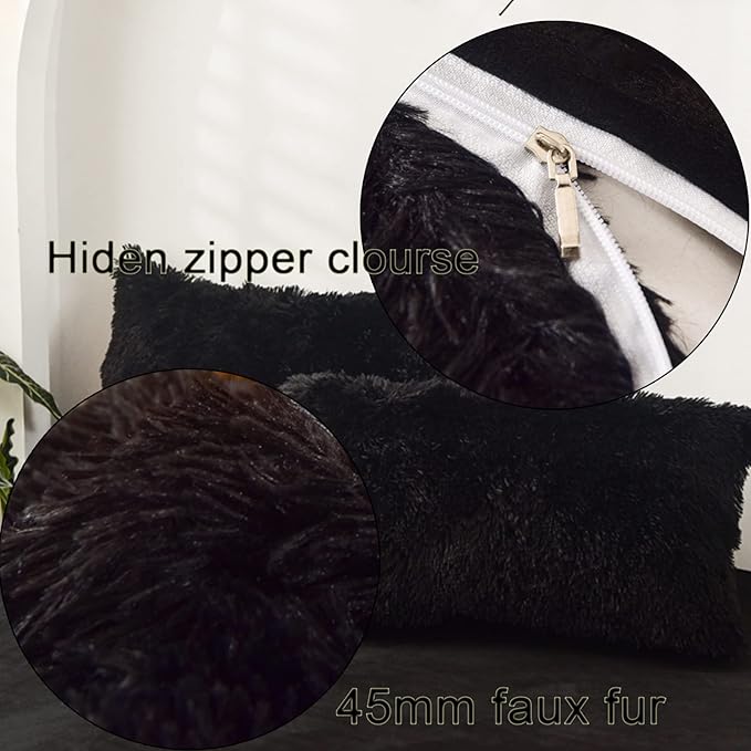 MorroMorn Decorative Pillows Covers, 2 Packs Faux Fur Pillow Cases, Luxury - Image 4