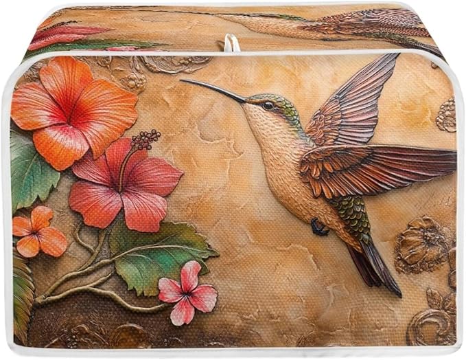 Hummingbird Printed Toaster Cover Hibiscus Printed Universal 2 Slice Oven Cover by Baxinh