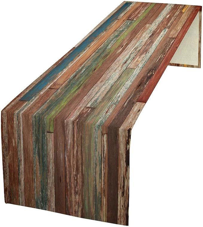 Wooden Table Runner Farmhouse Wood Floor Rustic Planks Wood Grunge Lodge by ZhiRain