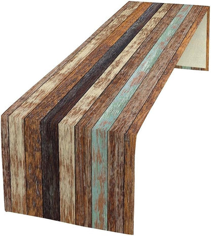 Barn Door Table Runner Vintage Rustic Wooden Farmhouse Brown Plank Western by ZhiRain