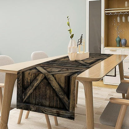 Old Barn Door Table Runner Wooden Barn Door Garage Door American Style Rustic - Image 3