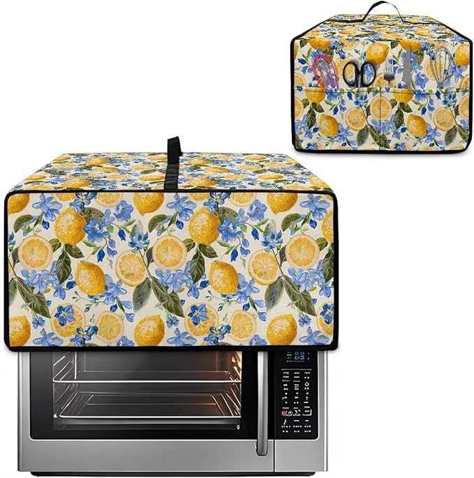 Waterproof Dust-Proof Microwave Oven Grill Cover Protector Lemon Floral Leaf - Image 2