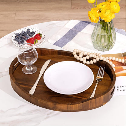 housejoy wood serving tray with handle,ottoman tray with, close-up detail