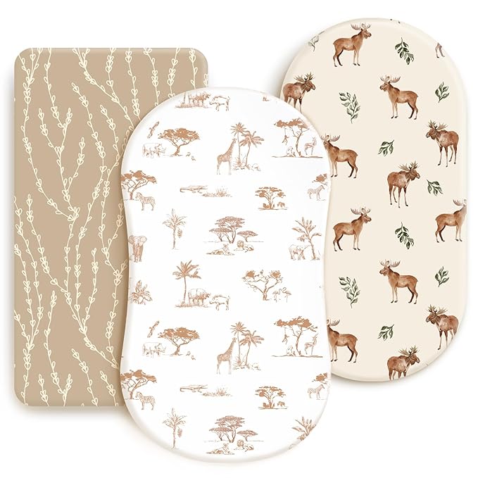 GRSSDER Stretchy Ultra Soft Fitted Bassinet Sheets 3 Pack, Universal Fit - Image 9