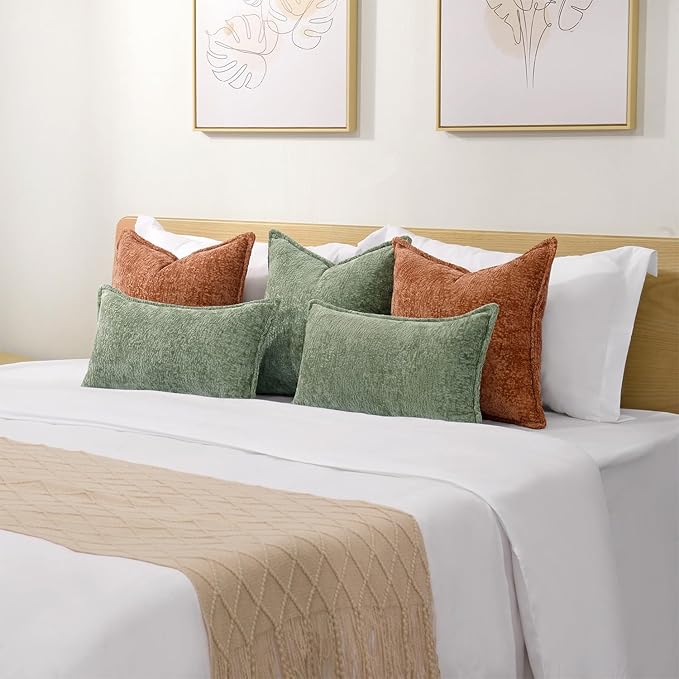 Pack of 2 Sage Green Christmas Decorative Throw Pillow Covers 22x22 Cozy Soft - Image 6