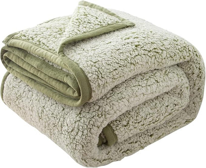 EMME Soft Sherpa Fleece Blanket Reversible Plush Fluffy Large Blanket, Light by EMME