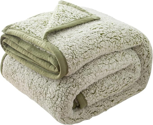 EMME Soft Sherpa Fleece Blanket Reversible Plush Fluffy Large Blanket, Light by EMME