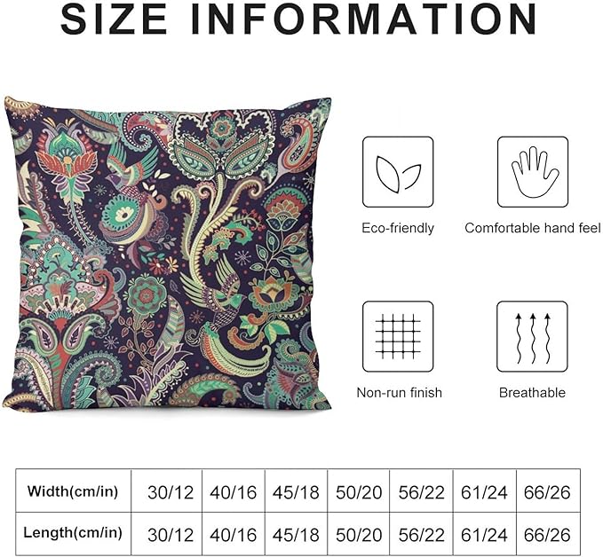 Boho Pillowcases Beautiful Floral Patterns in Traditional Geometric Ethnic Style - Image 2
