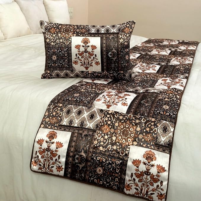 The HomeCentric King/Queen/Twin Brown Decorative Full 68"x18" Bed Runner - Image 4