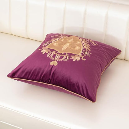 Aeckself Luxury Embroidery Velvet Pillow Cover 18x18 Inch, European Crown - Image 3